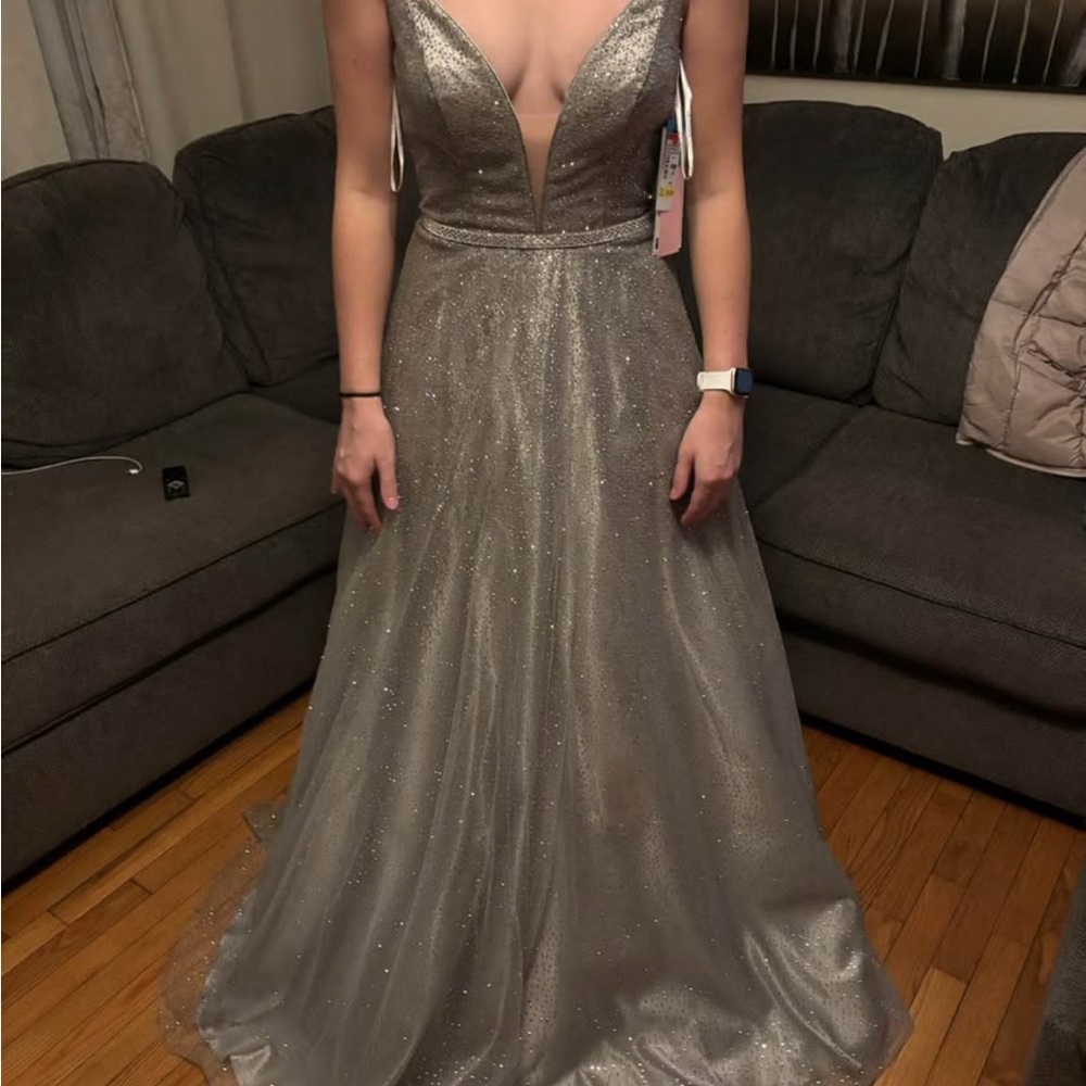 Elegant Silver Prom Gown